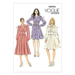 9076 EZ VOGUE BUTTON BLOUSON YOKE MIDRIFF DRESS PATTERN 6-14 OR 14 TO 22 CHOICE NEW